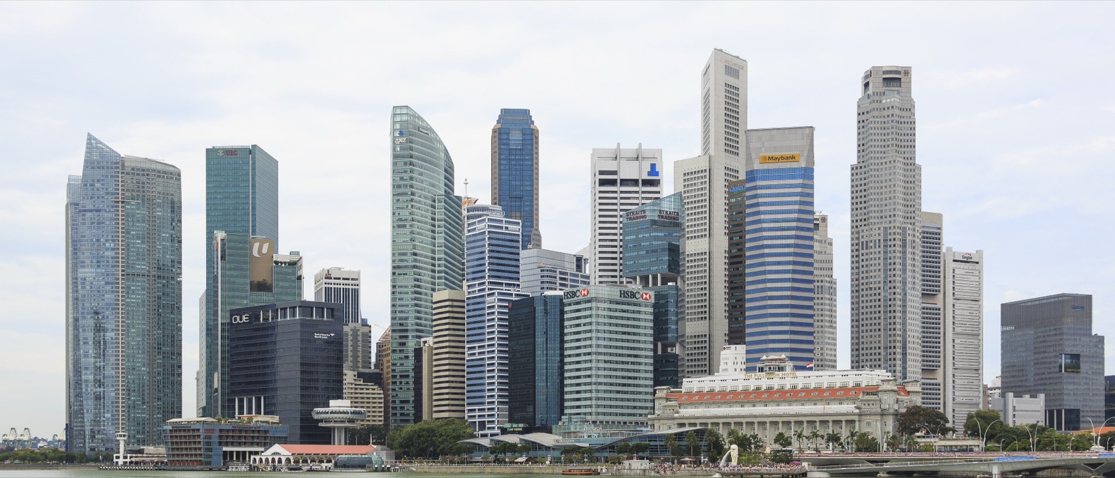 The Singapore skyline across Marina Bay
